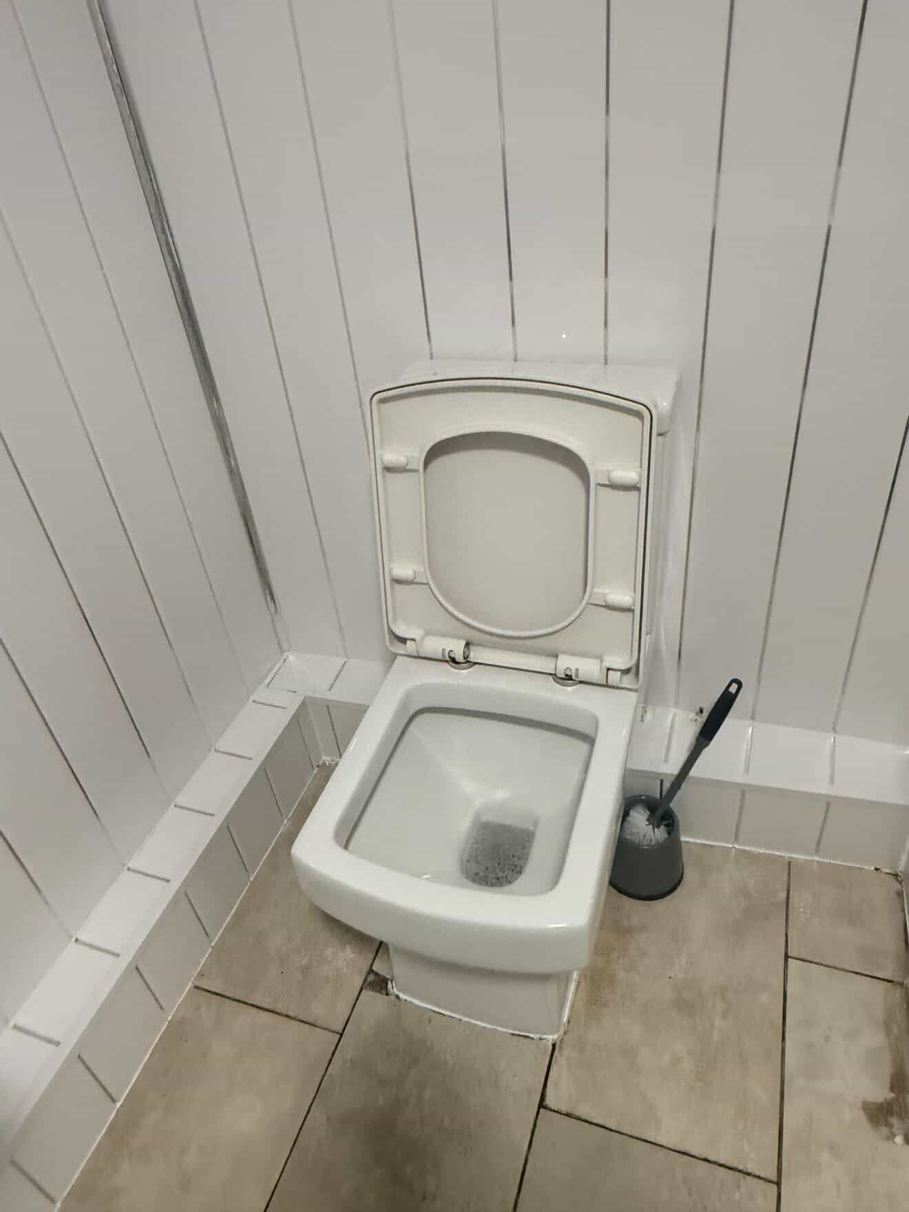 Toilet area after a detailed clean.
